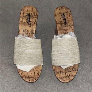 Arizona Jean Company Cork Wedge Sandals with Cream Strap